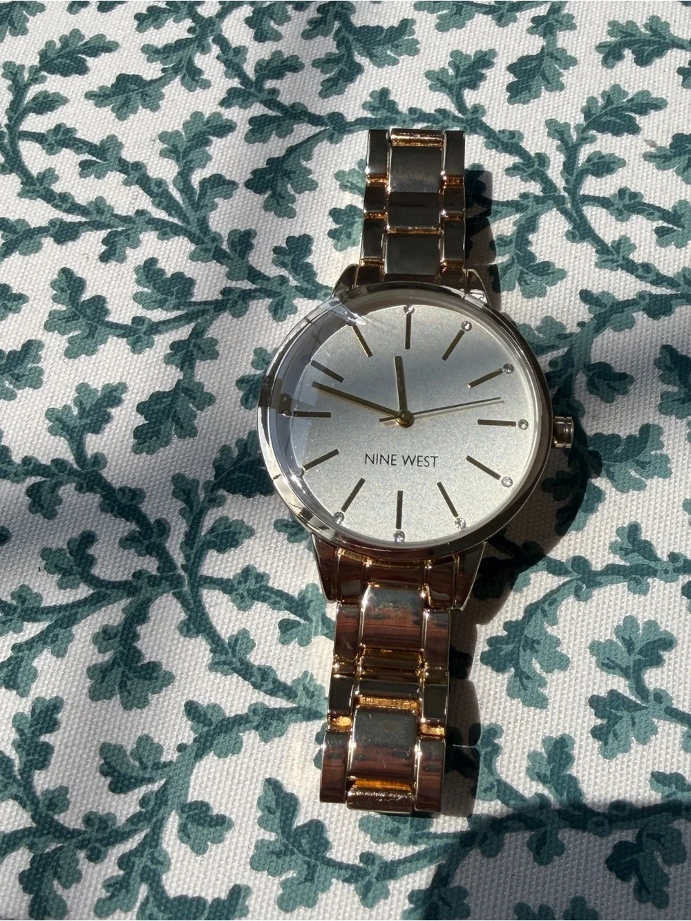 Nine West Rose Gold Rhinestone Watch | Classic Metal Bracelet Watch